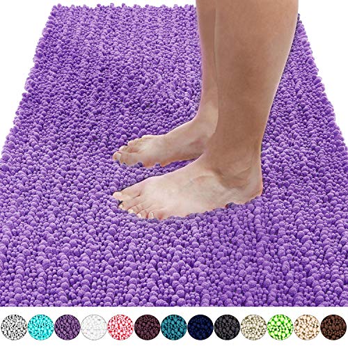 Product Cover Yimobra Original Luxury Shaggy Bath Mat, Soft and Cozy, Super Absorbent Water, Non-Slip, Machine-Washable, Thick Modern for Bathroom Bedroom (44.1 X 24 Inch, Lavender)