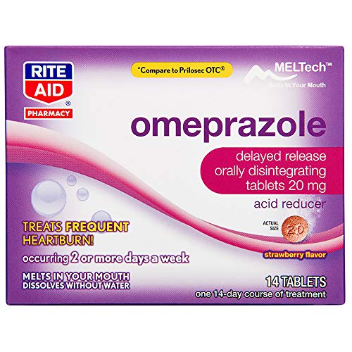 Product Cover Rite Aid Omeprazole, Orally Disintegrating Tablets, Strawberry Flavor, 20mg - 14 Count | Heartburn Relief | Acid Reducer