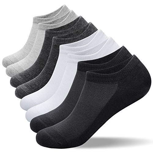 Product Cover Anqier No Show Low Cut Socks Mens Womens Ankle Socks Non-Slip Casual Invisible Cotton Socks 8 Pack