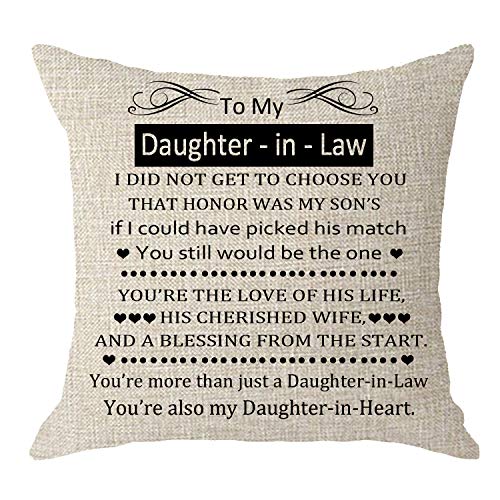 Product Cover NIDITW to My Daughter-in-Law Stepdaughters Wedding Present I Did Not Get to Choose You That Honor Cream Body Burlap Throw Pillow Case Cushion Cover Sofa Living Room Decorative Square 18X18 inches