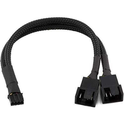 Product Cover CRJ 4-Pin PWM GPU Dual Fan Splitter Adapter Cable All Black Sleeved for Graphics Cards