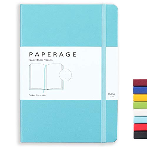 Product Cover Paperage Dotted Journal Bullet Notebook, Hard Cover, Medium 5.7 x 8 inches, 100 gsm Thick Paper (Blue, Dotted)