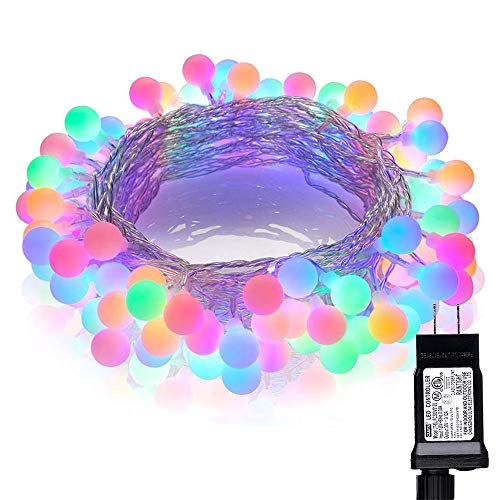 Product Cover Lyhope Globe Christmas Lights, 100 LED 33ft 8 Lighting Modes with Timer, UL Listed 30V Low Voltage Decorative String Lights for Xmas Tree, Patio, Garden, Indoor Decorations (Multi-Color)