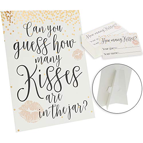 Product Cover Sparkle and Bash Bridal Shower Game with 1 Sign and 60 Cards, Guess How Many Kisses