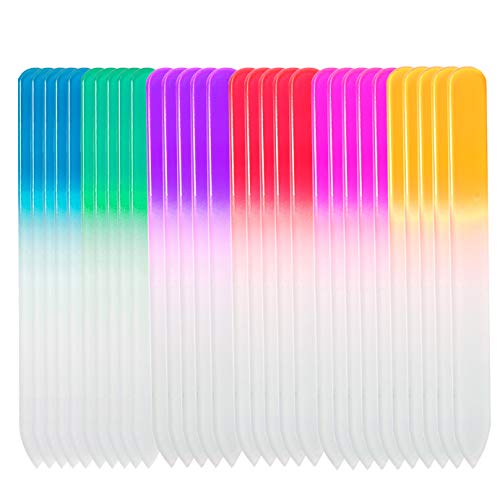 Product Cover SIUSIO 30 pack Professional Czech Crystal Glass Nail Files Buffer Manicure Tools Kit Set Gradient Rainbow Color for Nail polishing - The Best Emory Boards for Fingernail & Toenail Care (SIX COLOR)