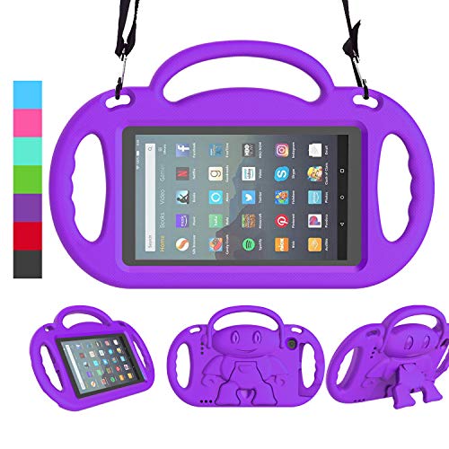 Product Cover LEDNICEKER Kids Case for All-New Fire 7 Tablet (9th Generation - 2019 Release) - Shockproof Handle Friendly Kids Stand Case with Shoulder Strap for Amazon Fire 7 2019 and 2017 (7 Inch Display), Purple