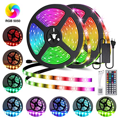 Product Cover Led Strip Lights 32.8ft, GOADROM IP65 Waterproof Flexible Led Lights Color Changing 5050 RGB 300 LEDs Light Strips Kit with 44 Keys IR Remote Controller and 12V Power Supply for Home, Bedroom, Kitchen