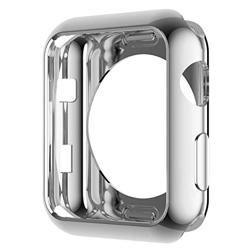 Product Cover Hankn for Apple Watch Case 40mm Series 5/4, Plated Soft TPU Anti-Scratch Shock-Proof Protective Slim Cover for Apple Iwatch Bumper Series 5 Series 4 (Silver, 40mm)