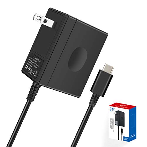 Product Cover Switch Charger for Nintendo Switch/Switch Lite/Pro Controller/Switch Dock with 5ft Type C Cable,Support TV Mode,2.5 Hours Fast Travel Wall Charger,15V/2.6A AC Adapter Power Supply