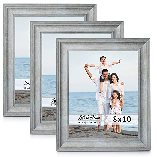 Product Cover LaVie Home 8x10 Picture Frames (3 Pack, Light Gray Wood Grain) Rustic Photo Frame Set with High Definition Glass for Wall Mount & Table Top Display, Set of 3 Elite Collection