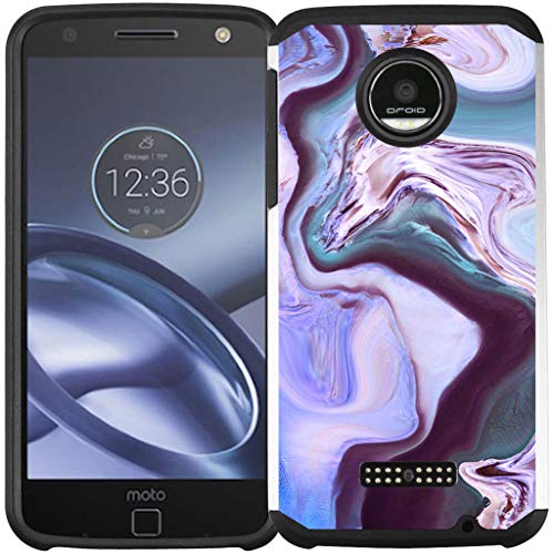 Product Cover Motorola Moto Z Force Droid Case, Dual Layer Shock Proof Bumper Protective Phone Cover - Purple Marble