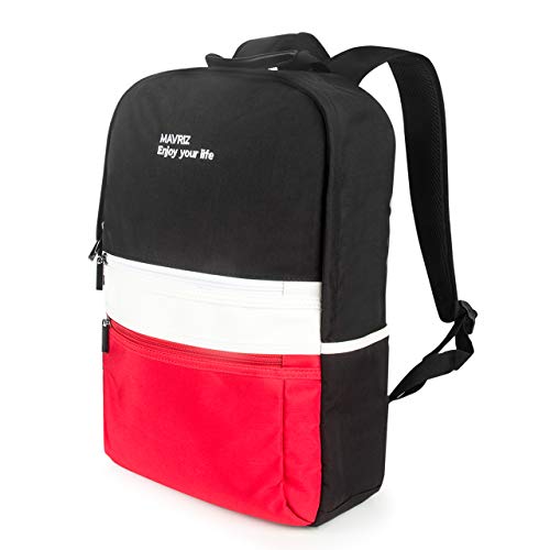 Product Cover MAVRIZ Lightweight College Backpack, Schoolbags for Women and Man Travel with Bottle Side Pockets - Red-Black