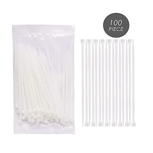 Product Cover 100 Piece Multi-Purpose Nylon Zip Ties - 4 Inch Self Locking Cable Ties, White
