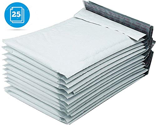Product Cover #2 Poly Bubble Mailer Envelopes Bag Padded, 8.5 x 12 inch, White, 25 Count