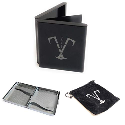 Product Cover VENTTI Metal Cigarette case Holder Box Double Sided Durable and Lightweight - Set of 2 (Black and Silver)