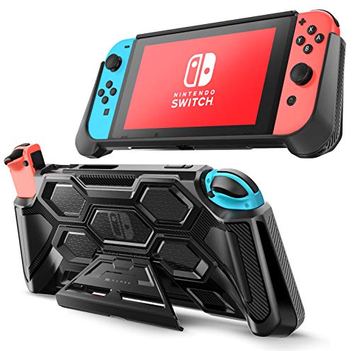 Product Cover Mumba Protective Case for Nintendo Switch, [Battle Series] Heavy Duty Grip Cover for Nintendo Switch Console with Comfort Padded Hand Grips and Kickstand (Black)