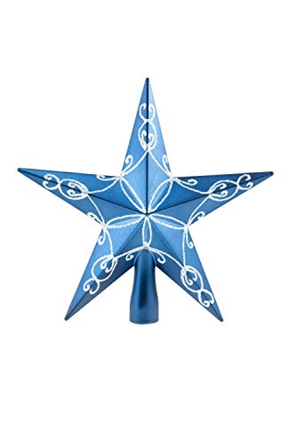 Product Cover Clever Creations Blue Star Christmas Tree Topper - Festive Christmas Decor - Sparkling Shatter Resistant Plastic - 8 inch Tall - Perfect for Any Size Christmas Tree