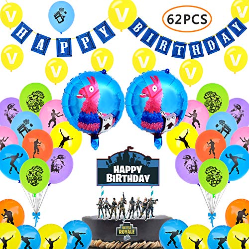 Product Cover 72PCS Birthday Party Supplies for Game Lovers, Gaming Theme Party Decorations - Include Balloons, Banner, Cake Toppers, Video Game Party Supplies