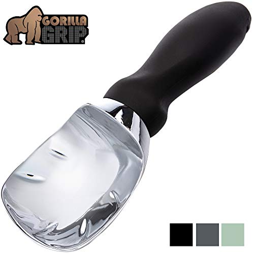 Product Cover Gorilla Grip Premium Ice Cream Scoop, Dishwasher Safe Scooper with Comfortable Easy Grip Handle, Heavy Duty Durable Design, Professional Kitchen Tool for Stuffing, Cookie Dough, Sorbet, Black