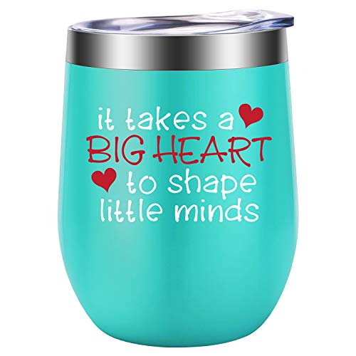 Product Cover Teacher Gifts for Women - Teacher Valentines Gift - Funny Birthday, Thank You Gifts Ideas for Teachers - Teacher Appreciation Gifts - It Takes a Big Heart to Shape Little Minds - LEADO Wine Tumbler