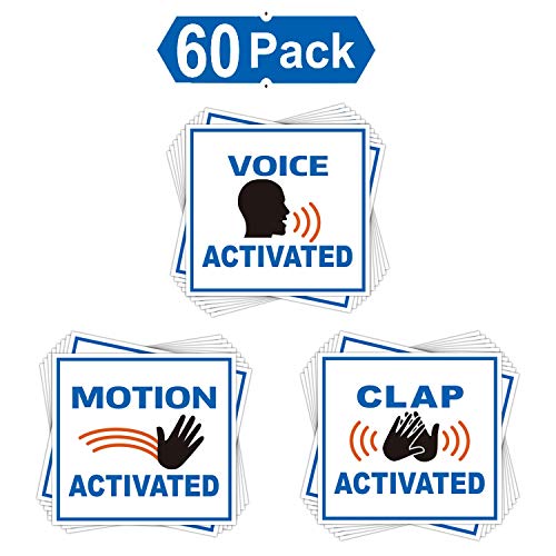 Product Cover Fake Voice Motion & Clap Activated Sign Tags 60 Pack - Prank Stickers Funny Joke Labels - Practical Hilarious Sign Tags (Prank Stickers)
