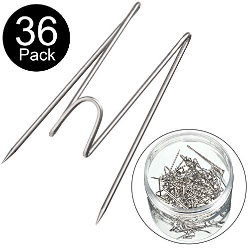 Product Cover Fabric Panel Wall Hooks Door Hook Stainless Cabinet Draw Hooks for Interior or Exterior Decor at Home, School, Office, DIY for Party or Holiday (Pointed Tip Design, 36 Pieces)