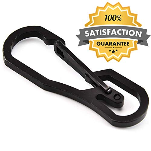 Product Cover Fekey&JF Carabiner Clip Retractable Ring Set Keychain Quick Release Hooks (Black, 1 Pack)