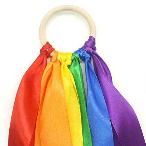 Product Cover Montessori Sensory Toys Rainbow Color Hand Ribbon Kite Montessori Baby Learning Educational Toys for Toddler Gift for Kids