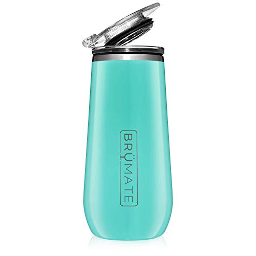 Product Cover BrüMate 12oz Insulated Champagne Flute With Flip-Top Lid - Made With Vacuum Insulated Stainless Steel (Aqua)