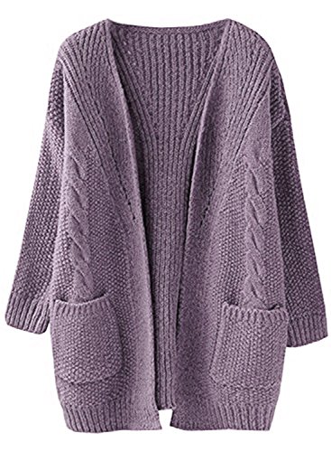 Product Cover DENNICCI Women's Front Open Cardigan Long Sleeve Cable Twist Knit Sweater Outwear with Pockets