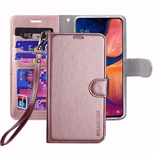 Product Cover ERAGLOW Galaxy A20 Case,Galaxy A30 Case,Premium PU Leather Wallet Flip Protective Phone Case Cover w/Card Slots & Kickstand for Samsung Galaxy A20/A30 2019 (Rose Gold)