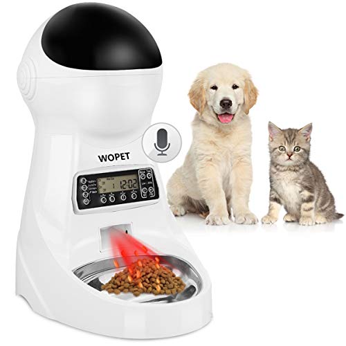 Product Cover WOPET Pet Feeder Stainless Steel Bowl,Automatic Dog and Cat Feeder Food Dispenser with Timer Programmable, Distribution Alarms,Portion Control,Voice Recording Up to 4 Meals a Day