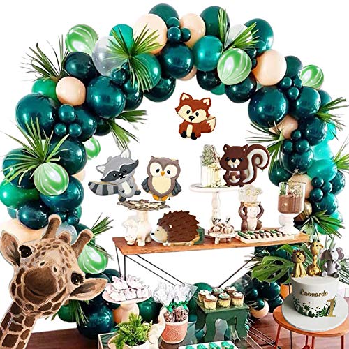 Product Cover Forest Theme Party Balloons,148Pcs Green Balloon Garland Arch Kit for Jungle Safari 1st Birthday Baby Shower Green Wedding Party Supplies