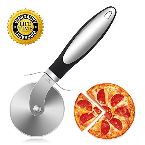 Product Cover Pizza Cutter Wheel, Quality Stainless Steel Pizza Cutter, Super Sharp Pizza Slicer with Non Slip Handle, Easy to Clean, Corte De Pizza