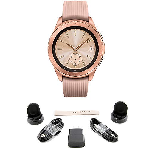 Product Cover Samsung Galaxy Watch (42mm) Rose Gold (Bluetooth) US Version Bundle with 2 Charging Docks (Renewed)