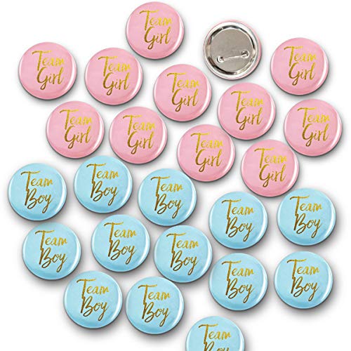 Product Cover Gender Reveal Button Pins 50 Pcs, Team Boy Girl Button Pins Baby Shower Pinkback Button Pin for Baby Shower Party Favors Gender Reveal Party Supplies.