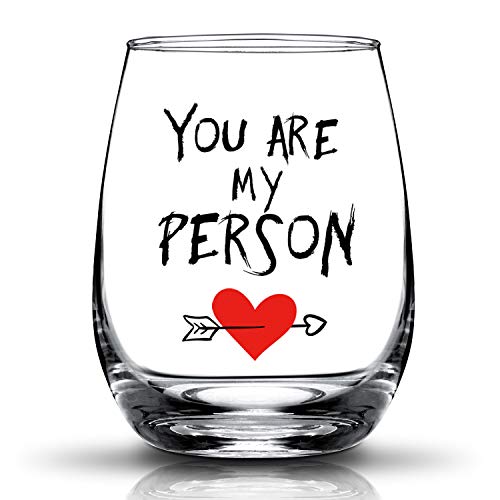 Product Cover JERIO You're My Person Gift For Best Friend BFF Gifts Birthday Gifts for Girlfriend, Woman Her,Wife 15oz Stemless Wine Glass