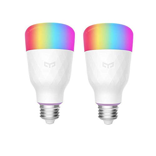 Product Cover YEELIGHT Smart LED Bulb, Multi Color RGB, Wi-Fi, Dimmable, 60W Equivalent(10W), E26/E27 Smartphone Controlled, Works with Amazon Echo Alexa,Google Home,Compatible with Alexa, 1-Pack (2-Pack E26)