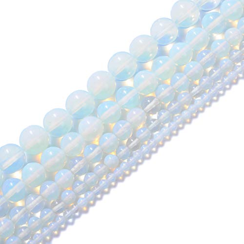 Product Cover Natural Stone Beads 10mm Opal Gemstone Round Loose Beads Crystal Energy Stone Healing Power for Jewelry Making DIY,1 Strand 15