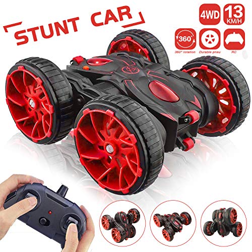 Product Cover Remote Control Car, RC Stunt Car 2.4Ghz 8 Mph High Speed All Terrain Off Road 4WD Double Sided 360° Rotation & Flips Car Toy with 6 AAA Batteries Included for 3-12 Years Old Boys & Girls