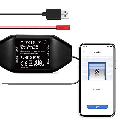 Product Cover meross Smart Garage Door Opener Remote, APP Control, Compatible with Alexa, Google Assistant and SmartThings, Multiple Notification Modes, No Hub Needed Black New Version