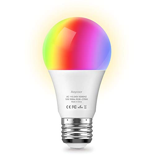 Product Cover Smart WiFi Light Bulb - Aoycocr 10W A21 E26 Soft White (2700K) RGB - 900 Lumens (85W Equivalent) - Compatible with Amazon Alexa and Google Assistant, No Hub Required (1 Pack)