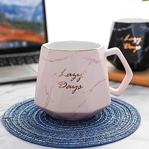 Product Cover TFWell Cute Coffee Mug, Marble Ceramic Mug, Novelty Tea Cup, Unique Coffee Mug Gifts for Women, Man, Girls, Boys, Friends and Family, 14oz (Pink)