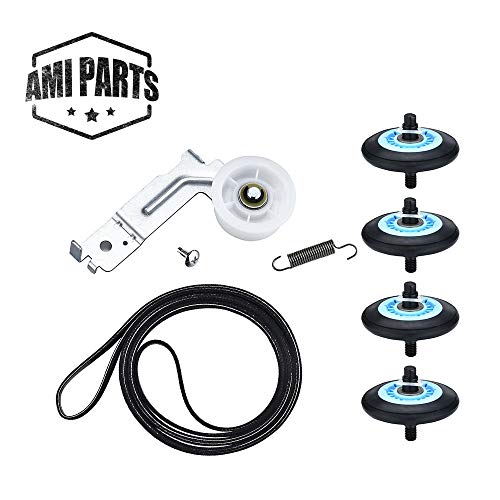 Product Cover AMI PARTS Dryer Repair Kit Compatible for Samsung- DC97-16782A Dryer Roller 6602-001655 Dryer Belt, DC93-00634A Dryer Idler Pulley [Upgraded Ball Bearings] & DC61-01215B Tension Spring 