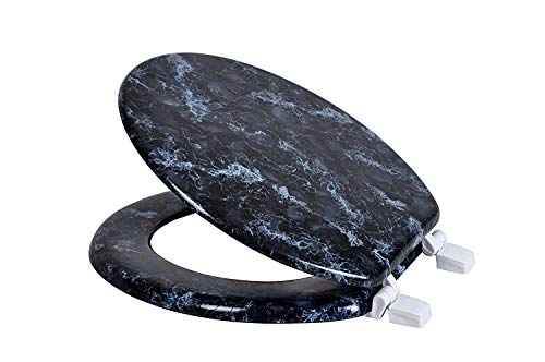 Product Cover J&V Textiles Round Toilet Seat With Easy Clean & Change Hinge (Black)