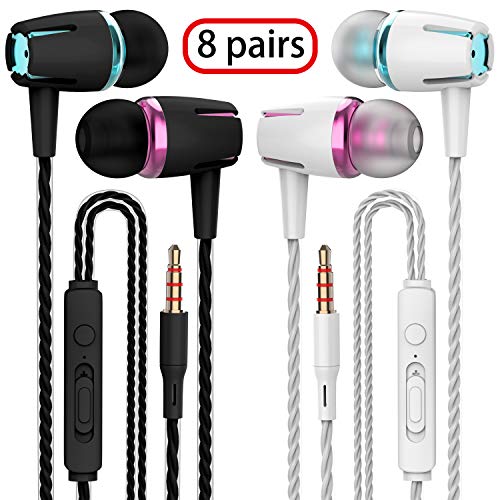 Product Cover VPB Earbud Headphones with Remote & Microphone, in Ear Earphone Stereo Sound Noise Isolating Tangle Free for iOS and Android Smartphones, Laptops (Mixed Color 8 Pairs)