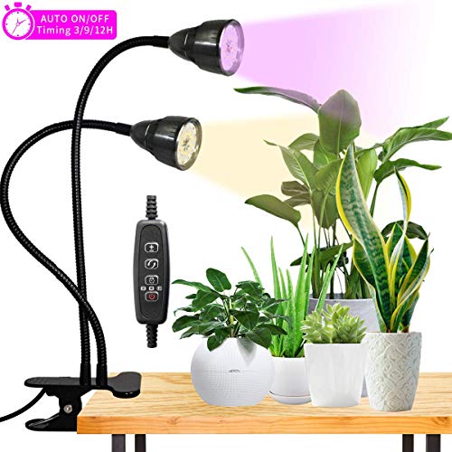 Product Cover LED Grow Light for Indoor Plant,360° Gooseneck Dual Head Clip-on Plant Lights for Seedlings Succulents Micro-Greens,Timer Function (3 Modes & 10-Level Brightness)