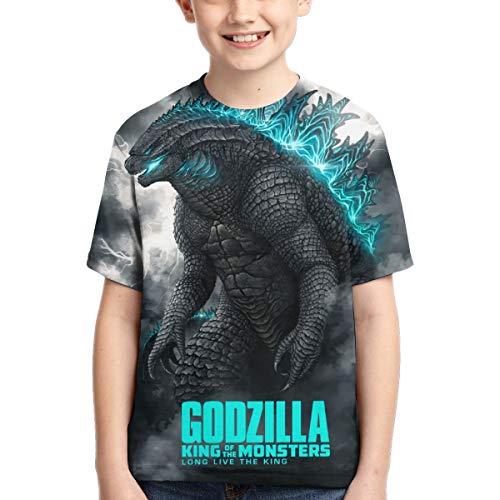 Product Cover Youth Boys Godzilla 2019 Fan Art 3D Printed Short Sleeves Tees Fashion Youth T Shirts