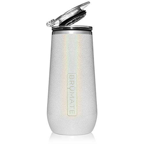 Product Cover BrüMate 12oz Insulated Champagne Flute With Flip-Top Lid - Made With Vacuum Insulated Stainless Steel (Glitter White)