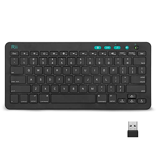 Product Cover (Dual Mode) Rii Bluetooth Keyboard, 2.4GHz Wireless Keyboard, Universal Keyboard for iPad Pro/Air/Mini,Bluetooth Enabled Devices,Tablet,PC,Android TV Box,Smart TV,HTPC with Android, Windows, Mac OS